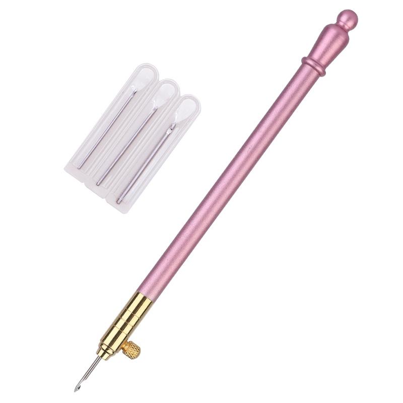

1pcs Embroidery Crochet Hooks with 3 Needles Stainless Steel Handle Hooks for Sewing Embroidery Beading Sequins розовый