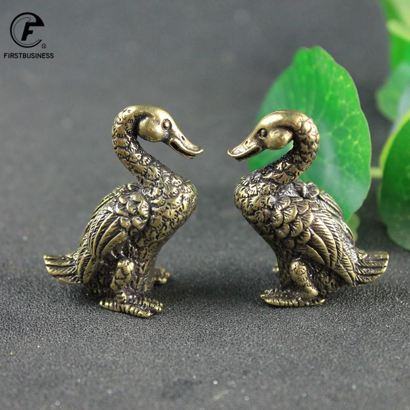 Copper Small Duck Figurines Ornaments Handmade Brass Animal Crafts Mandarin duck Pet Home Decor Accessories Desk Decorations