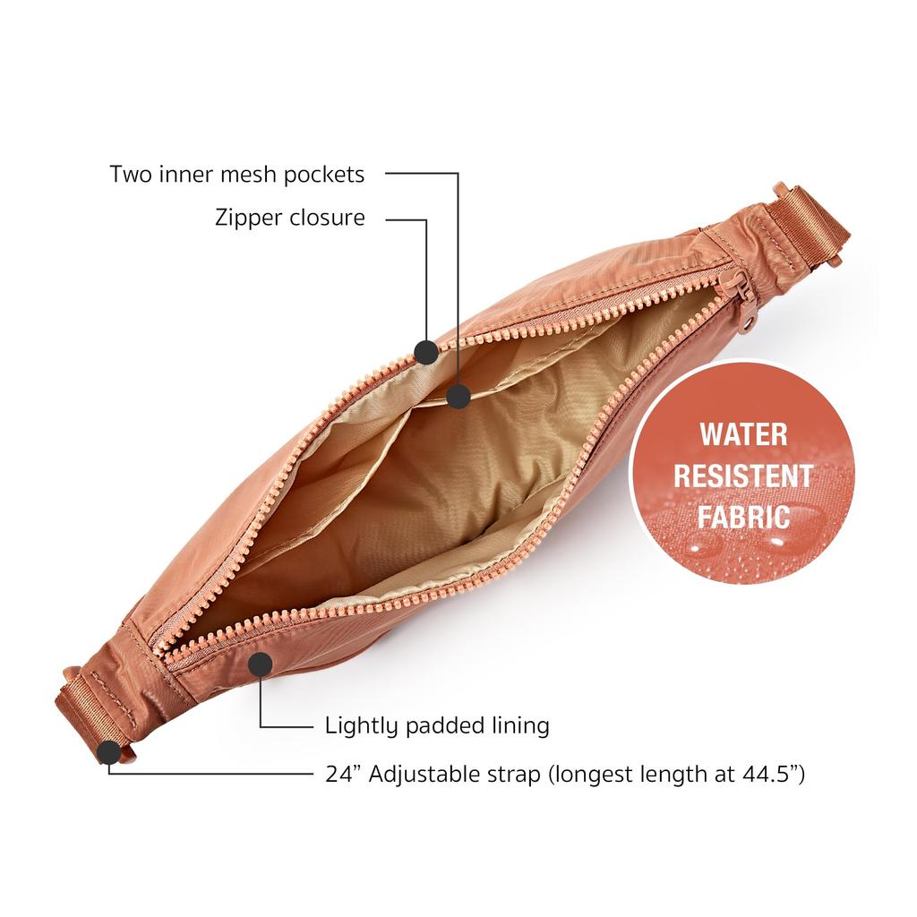 Red by Kiss Crossbody Bag, Durable Waterproof Fabric, Lightweight Everyday Bag with Adjustable Strap and Inner Pocket (Regular, Peach Brown)
