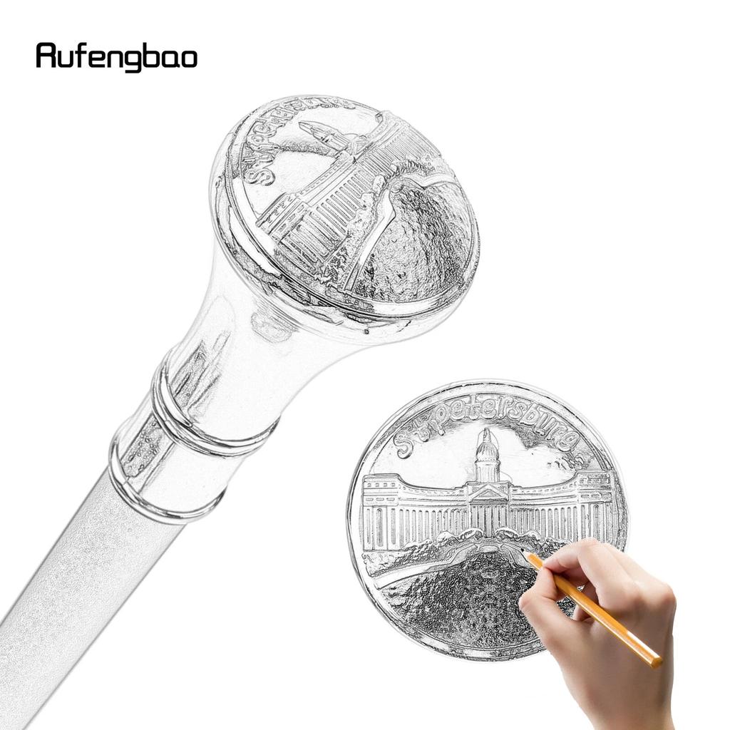 Golden Stpetersburg Kazan Cathedral Totem Relief Walking Cane Fashion Walking Stick Gentleman Crosier Knob Walking Stick 93cm