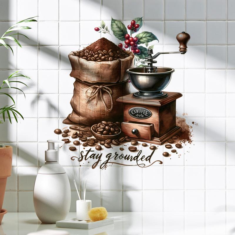Creative Pattern Coffee Cup Wall Stickers Living Room Background Decoration Mural Cafe Kitchen Home Decor Self-adhesive Decals