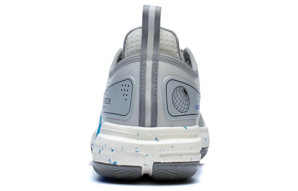 Li Ning Speed 9 Premium PRM Flat Slip Resistant Abrasion Resistant Low Top Basketball Shoes Men's Gray Blue ABAT023-3