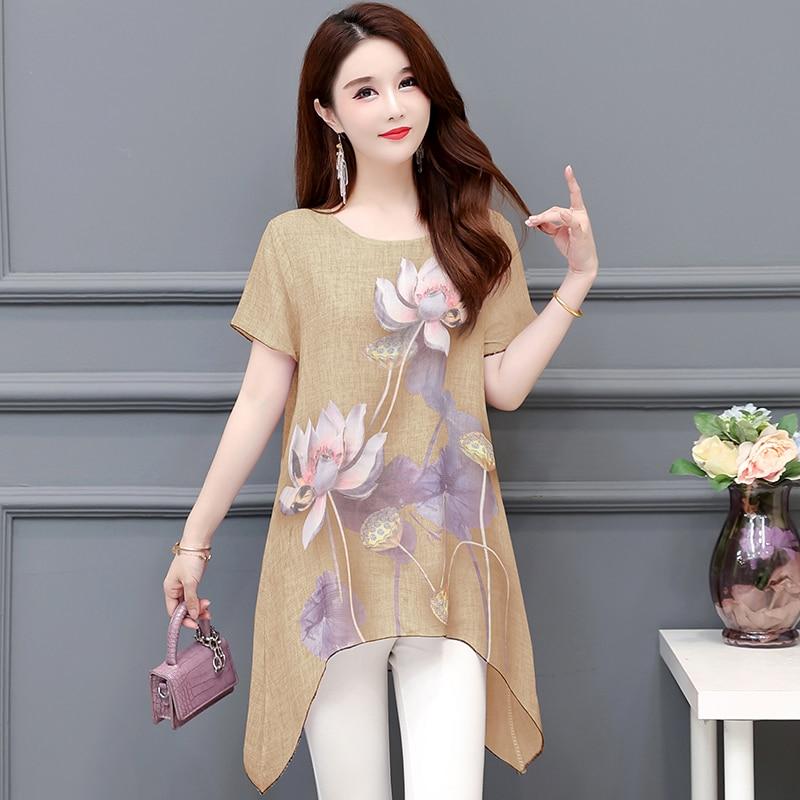 

Лето 2023, шифоновая женская блузка с цветочным принтом, повседневная свободная длинная рубашка, женская свободная женская одежда с принтом Blusas 19888 5XL жёлтый