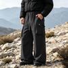 Men's Wide Leg Cargo Pants Casual Loose Fit Retro Multi-Pocket Gray Work Pants for Spring and Fall