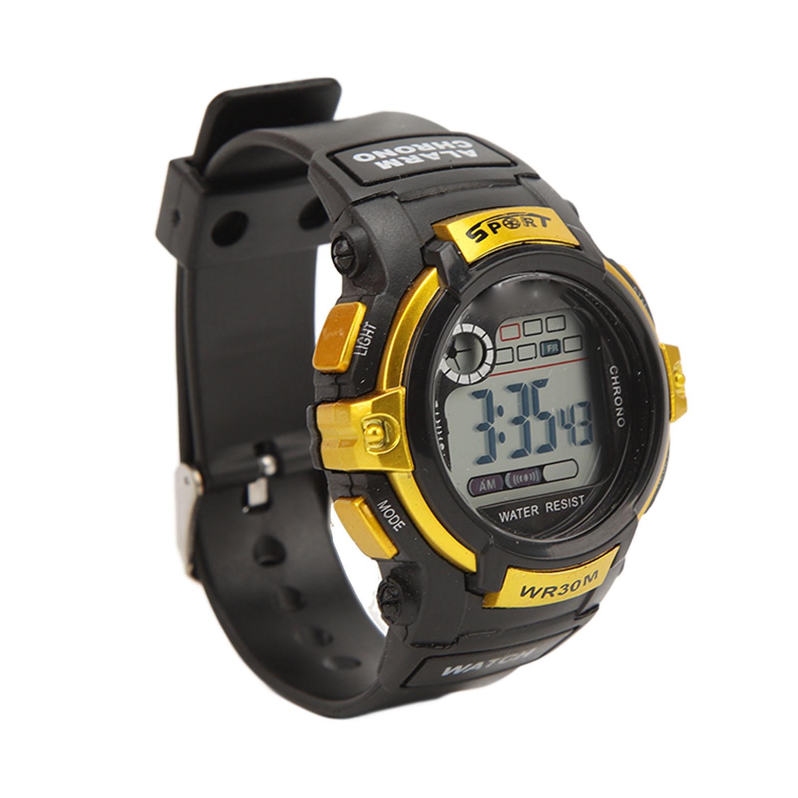 

Спортивные часы цифровые ЖК-электронные часы светящиеся мужские часы для активного отдыха оранжевые золотой