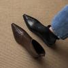 Krazing Pot Microfiber Pointed Toe Thick Heels Chelsea Boots Size 42 Zip Beauty Lady Women Stretch Ankle Boots