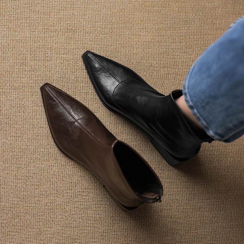 Krazing Pot Microfiber Pointed Toe Thick Heels Chelsea Boots Size 42 Zip Beauty Lady Women Stretch Ankle Boots