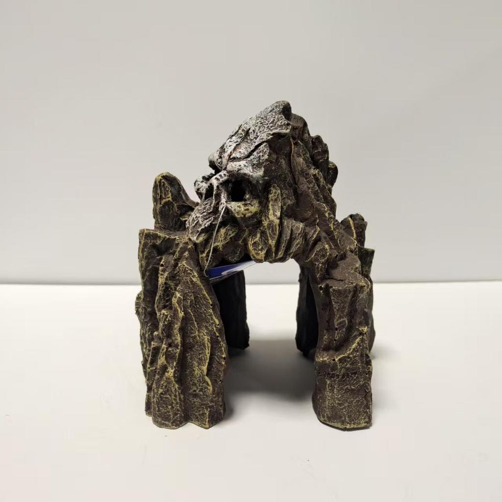 Skull Rockery Fish Tank Ornament: Creative Stone Cave for Fish and Shrimp Hideaway