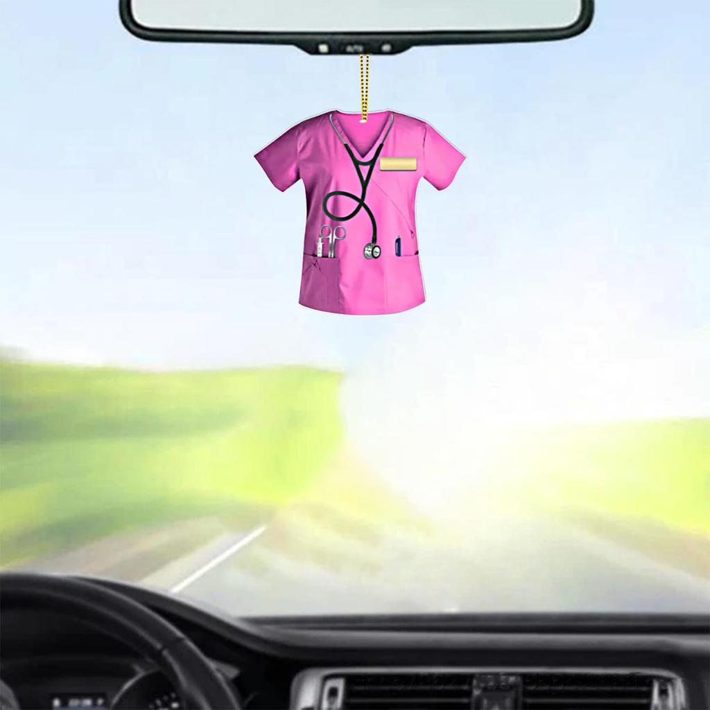 Acrylic Car Pendant, Car Hanging Decoration, Nurse Clothing Pendant for Automotive - Nurse Uniform
