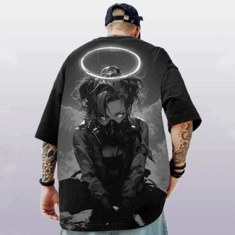 3d Anime Beauty Print Short Sleeve T-Shirt Street Trend Men's T-Shirt Summer Loose Oversized Short Sleeve Quick Dry Tees For Men