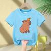 Summer Children's Short-Sleeve Casual Top Fashion Boys and Girls Birthday Cute Capybara Children's T-Shirt with Heart Bubble Balloon Print