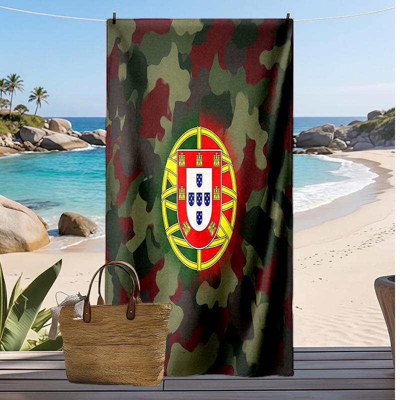 Portugal Fußball Print Strandtuch Schnelltrocknend Super Saugfähig Weiches Badetuch für Schwimmen Strand Reisen Fan Souvenir Geschenk