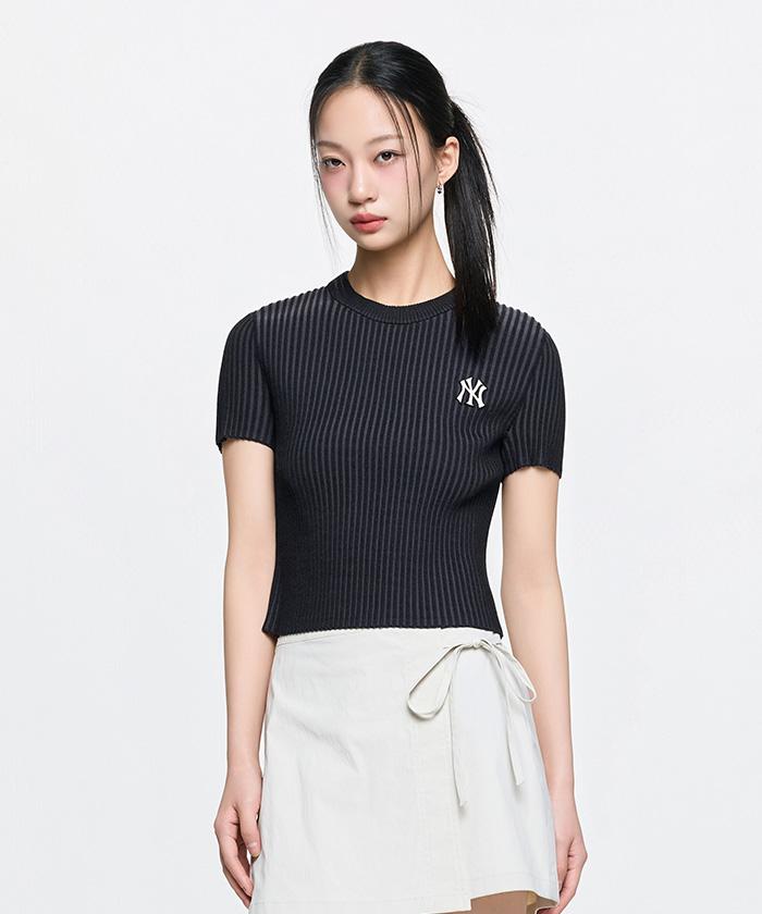 Emelbi Women'S Basic Street Rib Short Sleeve Knit Ny (Black)