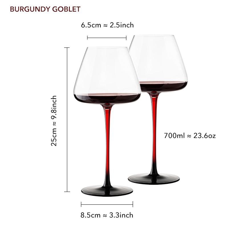 2PCS Red Pulled Stem Crystal Wine Goblet Handmade Personality Red Wine Glass Tasting Cup Home Bar Wedding Party Using