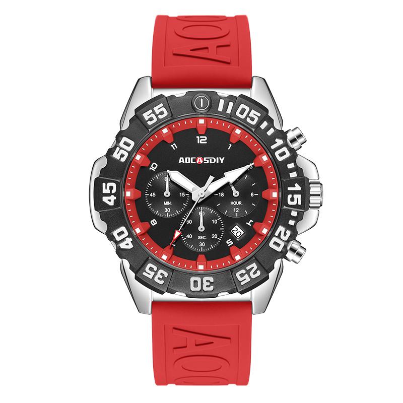 New Sport Men's Watch Silicone Strap Multi-Functional Date Waterproof Military Quartz Wristwatches Gifts Relogio Masculino