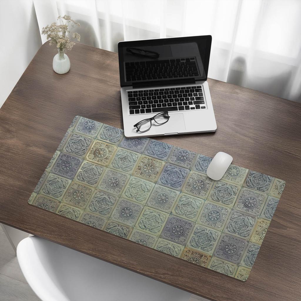 Modern Vinyl Keyboard Mat Retro Tiles Vintage 90x45 Cm