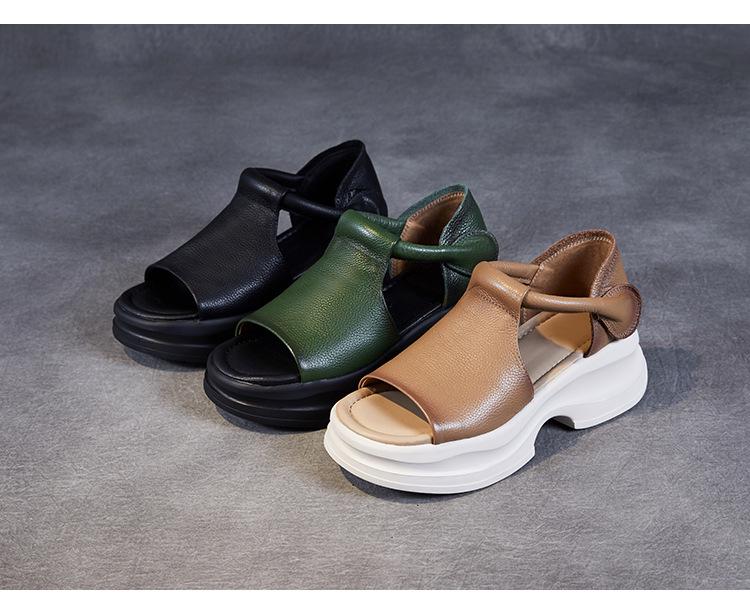 Damen Zehensandalen aus atmungsaktivem Leder - Modische, abriebfeste Strandschuhe