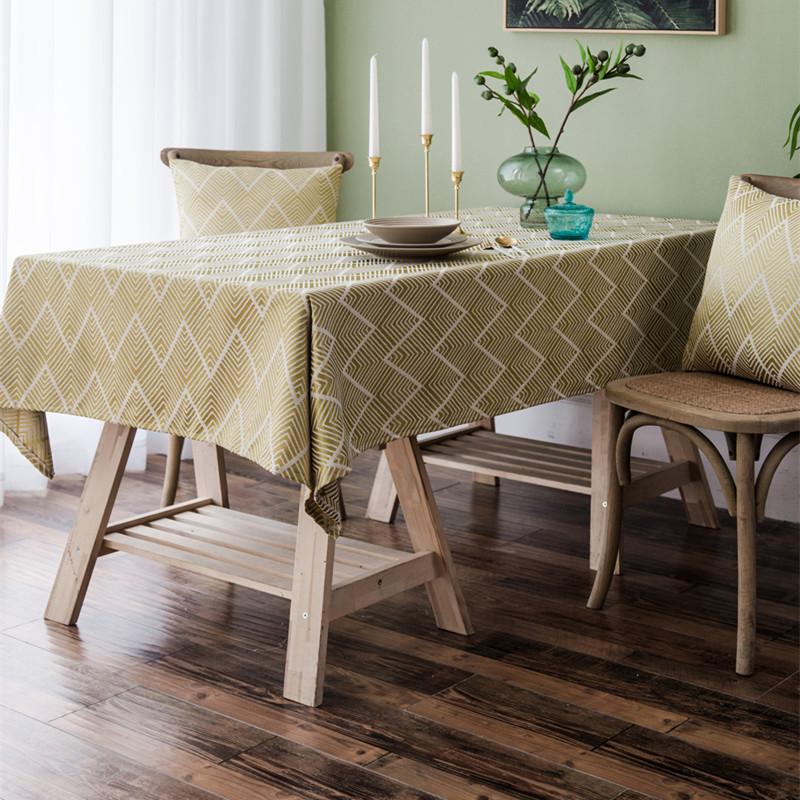 Waterproof Modern Simple Color Woven Jacquard Corrugated, Tablecloth Rectangular Coffee Table Tablecloth Dining Table Cloth