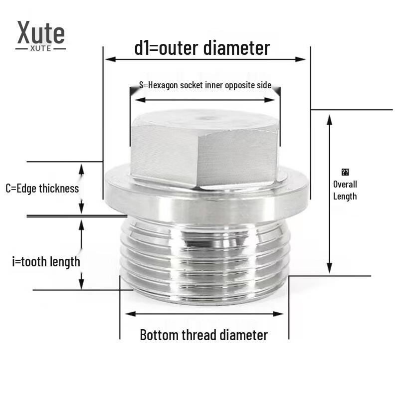 XUTE M20*1.5 304 Stainless Steel External Hex Flange Plug