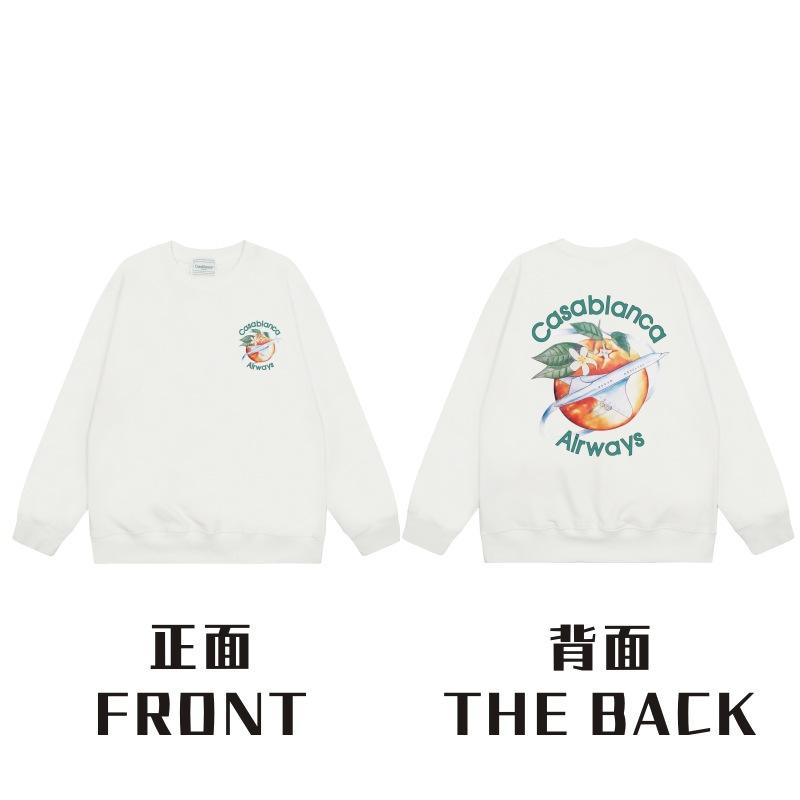 American Trendy Brand Casablanca Crew Neck Sweater Hoodie Men's Couple Ins Autumn and Winter Thickened Long-sleeved Women's T