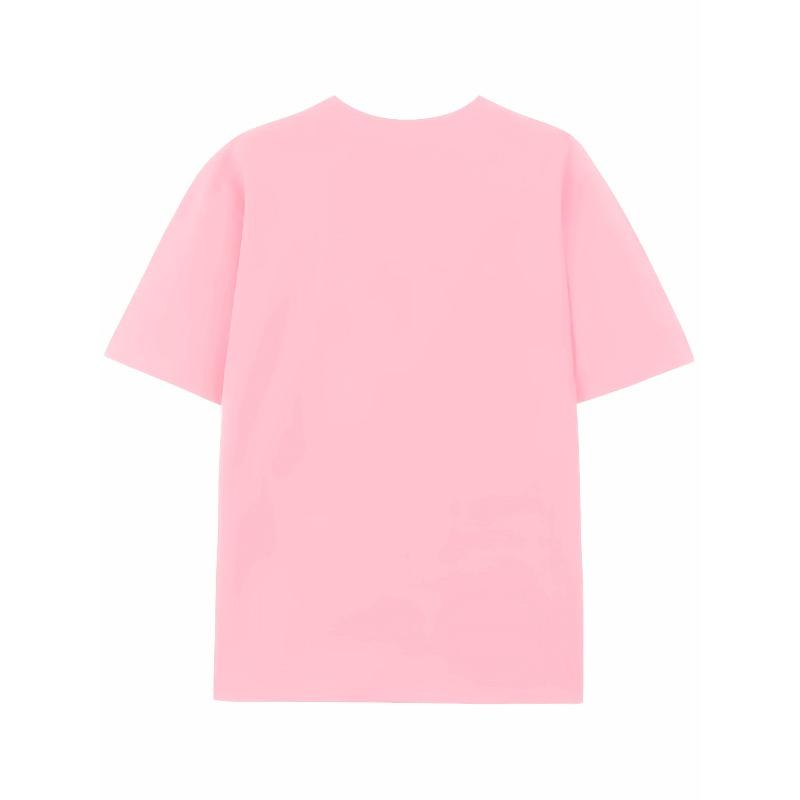 European Size Girls Round-neck Short-sleeved T-shirt with Simple Puppy Pattern Print