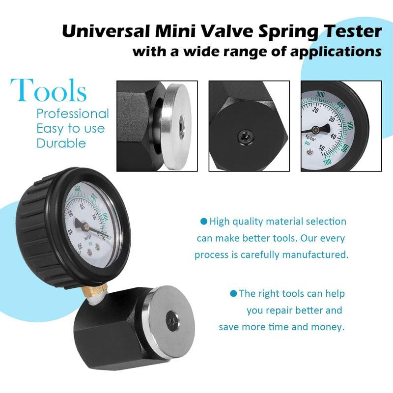 66834 Universal Mini Valve Spring Pressure Tester Gauge Double Scale Measuring Units , Measuring Range 0-700 Psi / 0-50 Kg-cm2