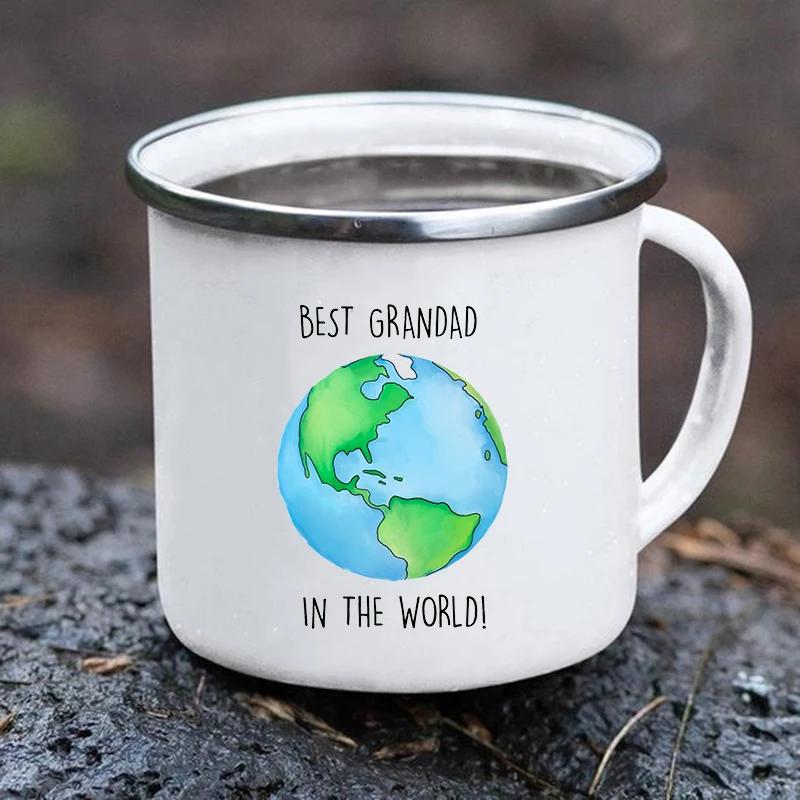 Original Breakfast Cups To Sublimate World's Best Grandpa Print Creative Enamel Coffee Mugs Cup of Coffee Travel Mug Kawaii Beer