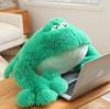 Non-Toxic Green Frog Stuffed Plush Toys Lying Down Frog Plushies Animal Doll Pine Needle Velvet Lumbar Support Cushion Pillow Living Room