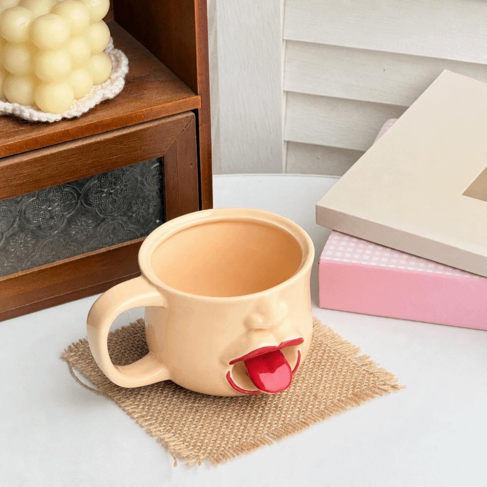 300ml Movable Tongue Cup Playful Ceramic Mug Water Cup Restless Tongue Cup Gift