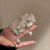 Silver Rhinestone Crystal Flower Asymmetric Earrings - Colorful Retro Court Style Studs for Women
