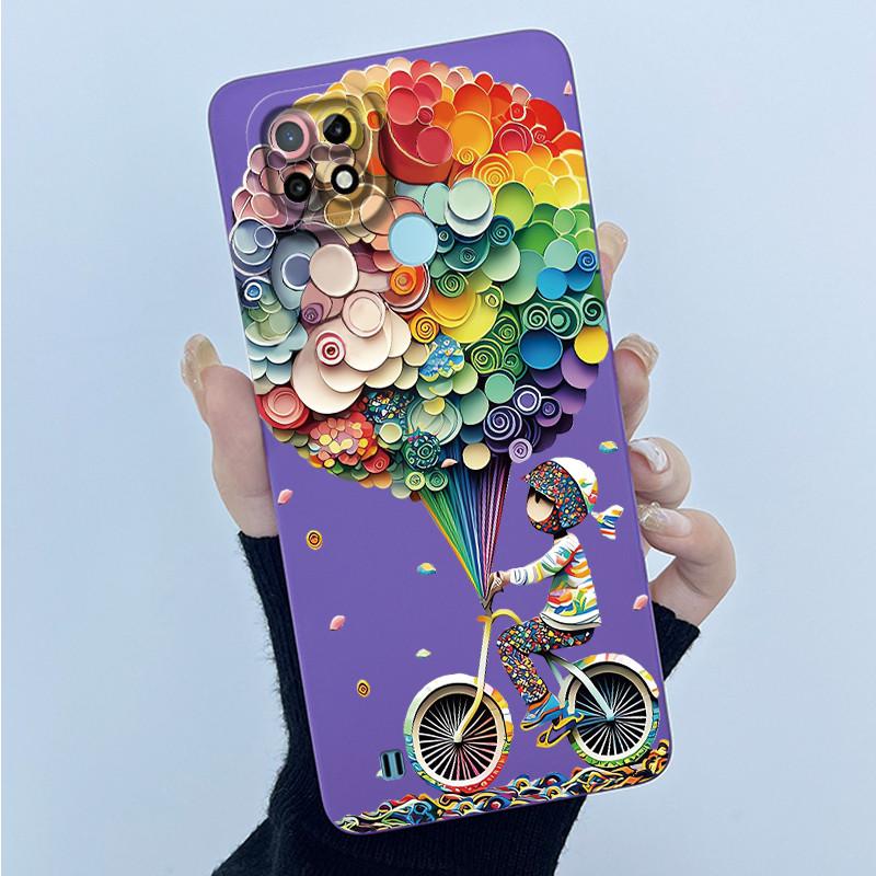 For Realme C21 RMX3201 / C21Y RMX3261 RMX3263 C25Y Phone Case Coque Soft Silicone Sweet Painted Girls Lovely Printed Back Cover
