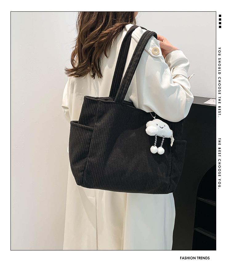 Women's Corduroy Mori-Style Handbag - Large Capacity, Versatile Retro School Bag