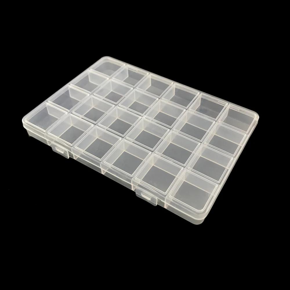 

24-сеточный прозрачный пластиковый органайзер для хранения ювелирных изделий, контейнер для хранения бусин, чехол для поделок, органайзер для сережек/ожерелья/кристаллов/пуговиц/хардвара 1 PC