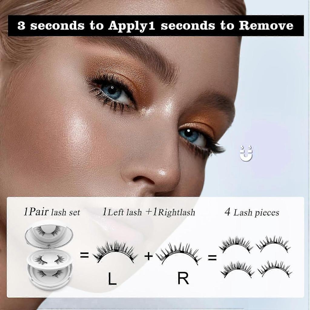 Magnetic Eyelashes, Magnetic Eyelashes with Applicator, 2025 New Upgraded Version Magnetic Eyelashes, Natural Look, Reusable Soft Eyelashes Set