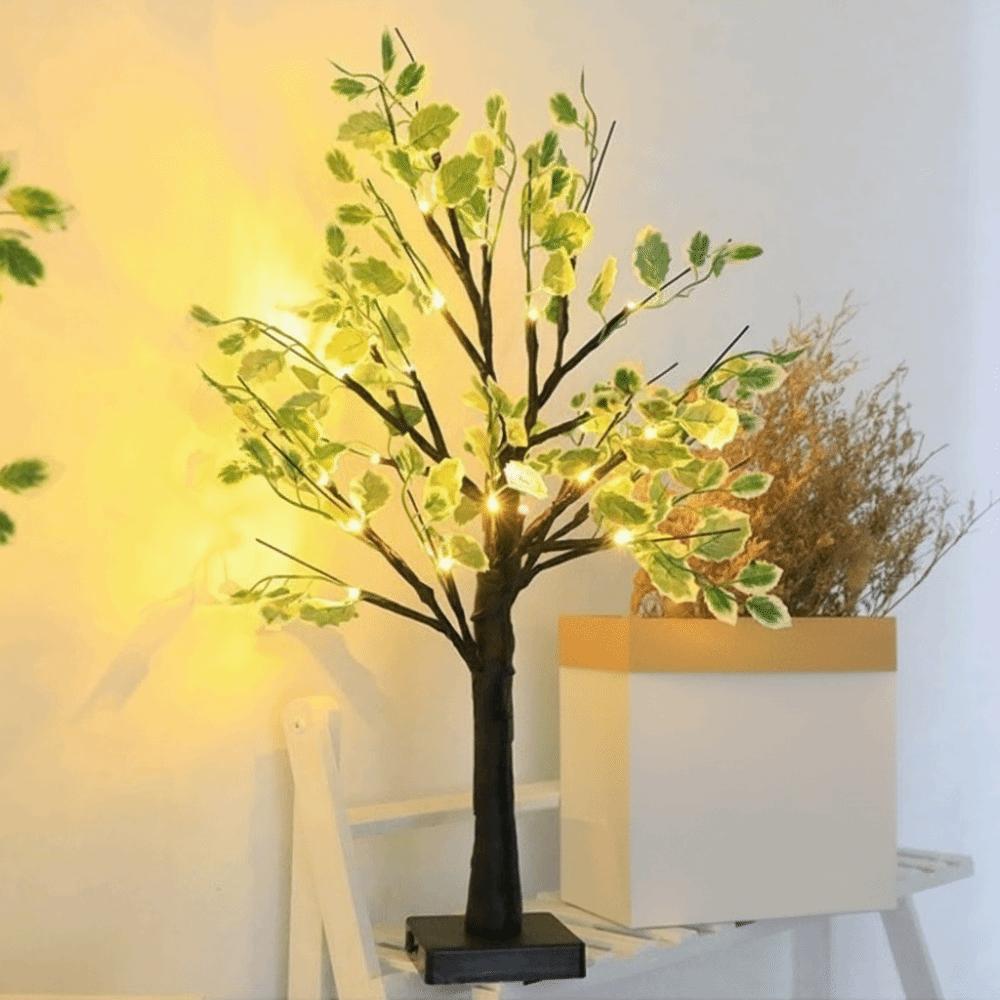 Simulation Green Leaves LED Tree Light Warm White Luminous Decoration Tree Festival Lighting