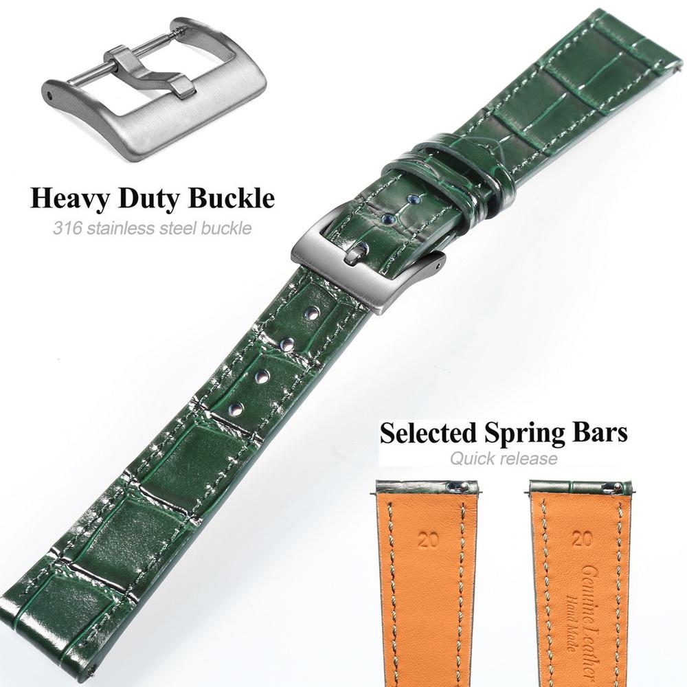 HEMSUT New High Quality Genuine Leather Watch Band Quick Release Handmade Cowhide Straps For Men 18MM 20MM 22MM
