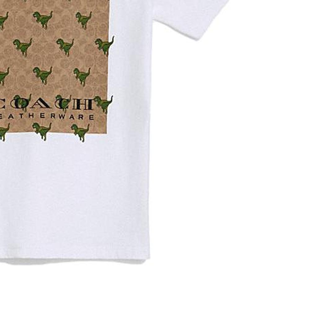 Coach Ewige Serie Dinosaurier-Print Rundhals Kurzarm T-Shirt Herren Oberteile Weiß CF607-WTKH