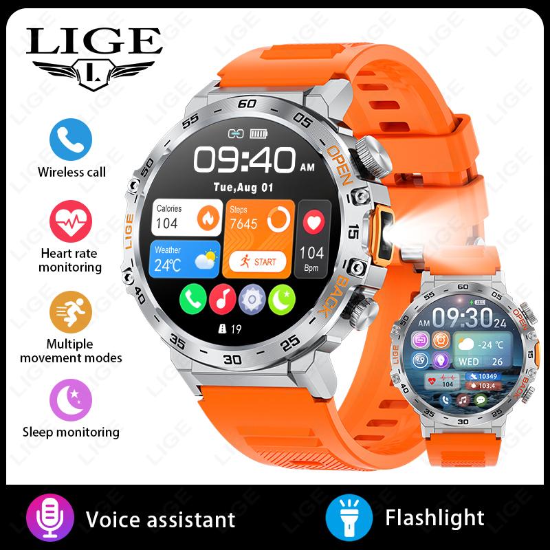 

Smart Watch Men 360*360 AMOLED HD Screen Waterproof Sport Fitness Watches Flashlight New Men Smartwatch For Andrio IOS