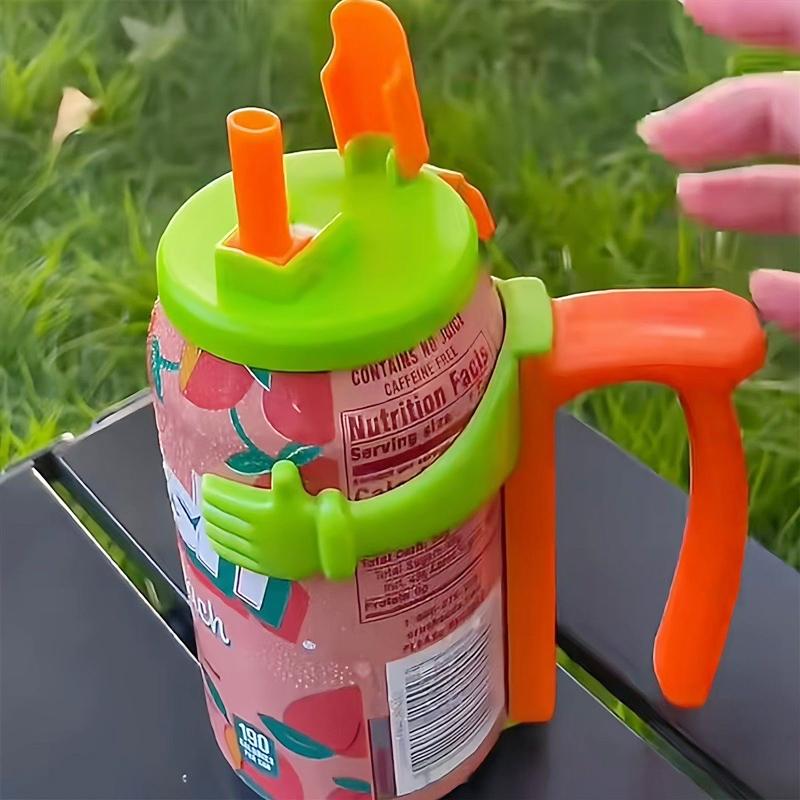 Spill-Proof Soda Can Holder with Lid Portable Straw Lid Cover and Handle for Canned Beverage & Beer Fits Standard 12oz Soda Cans