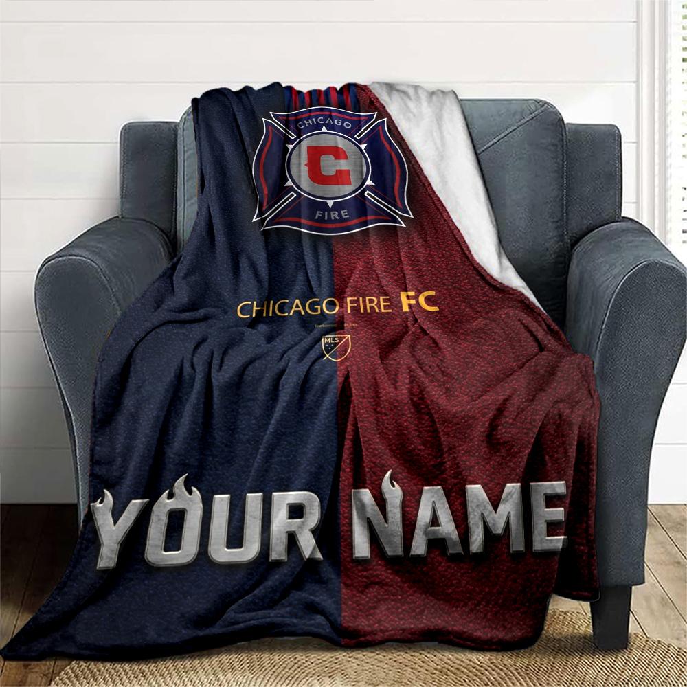 Name Custom Chicago Fire Print Flannel Blanket High Quality Warm Comfortable Cover for All Seasons Perfect for Gifts Home Decor