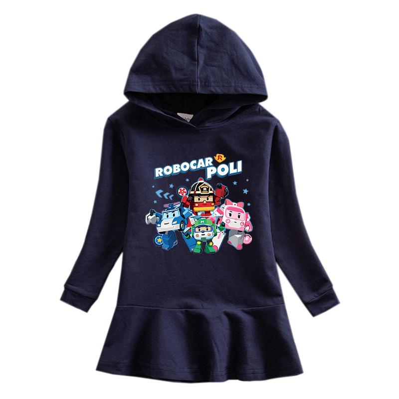 Spring & Autumn Ruffle Cartoon Rainbow Hooded Long Sleeve Princess Dress for Girls