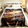 Truck Theme Custom Blanket Personalized Name & Text Customized Soft Warm Throw Blanket Home Decor