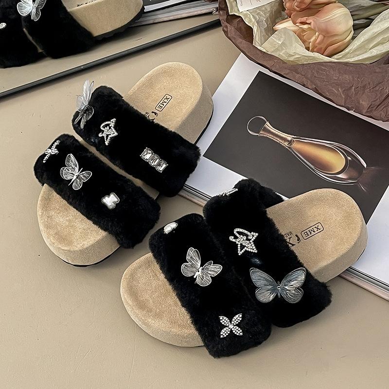 

In the autumn and winter of 2025, the new Mao Mao thick-bottomed comfortable Internet celebrity wears cute butterfly stars Mao Mao slippers 40 чёрный