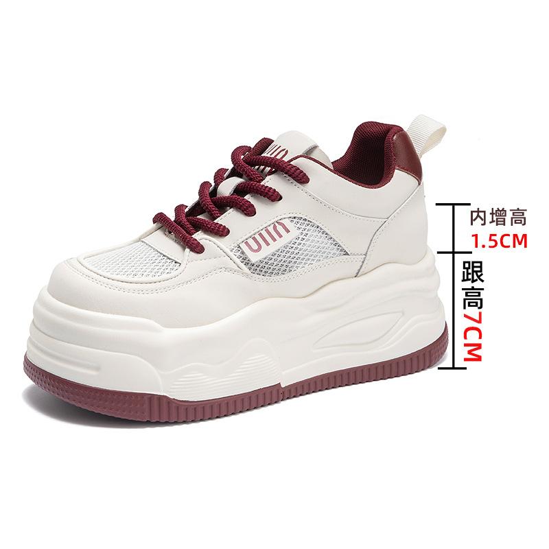 Summer Dad Shoes Women's Casual Shoes 8CM Thick Sole Height Increase White Shoes Breathable All-match Women's Shoes