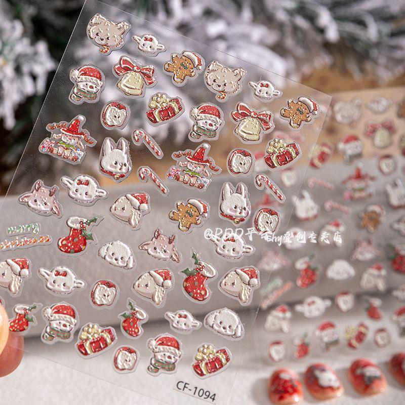 

3D Christmas Nail Art Stickers: Snowman, Tree, Snowflake, Rabbit Decorations Reindeer Little Friend [1 Sheet]