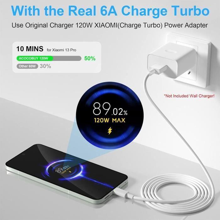 Câble Charge Rapide - Xiaomi - USB-C - 3x 1M - Blanc - 6A