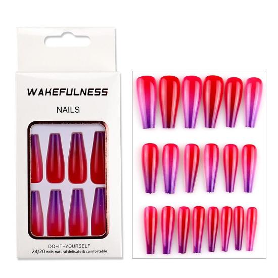 Dlouhý přechod Pure Color Ballet Nail Nail Piece Barevný tisk Love Flame Evropské a americké Nails Art Tipy na falešné nehty Gel na nehty Full Cover