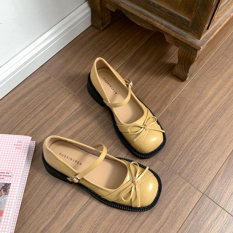 

Модный взрыв белые ретро платформа маленькие кожаные туфли женские 2025 новый летний французский универсальный Мэри Джейн одинарные туфли 40 жёлтый