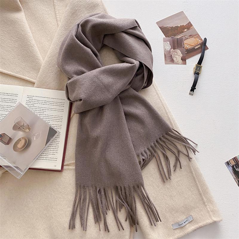 Luxury Wool Scarf For Women Fashion Warm Cashmere Scarves Korean Style Solid Knitted Shawl Wrap Pashmina Bandana Christmas Gift
