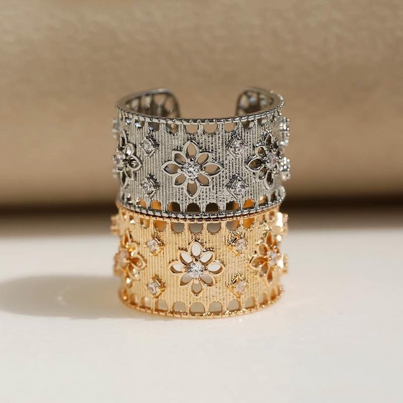 Art Deco Geometric Ring Vintage Style Hollowed Out Ring Female Adjustable Finger Ring Set Hand Jewelry Niche Temperament Pairing Jewellery